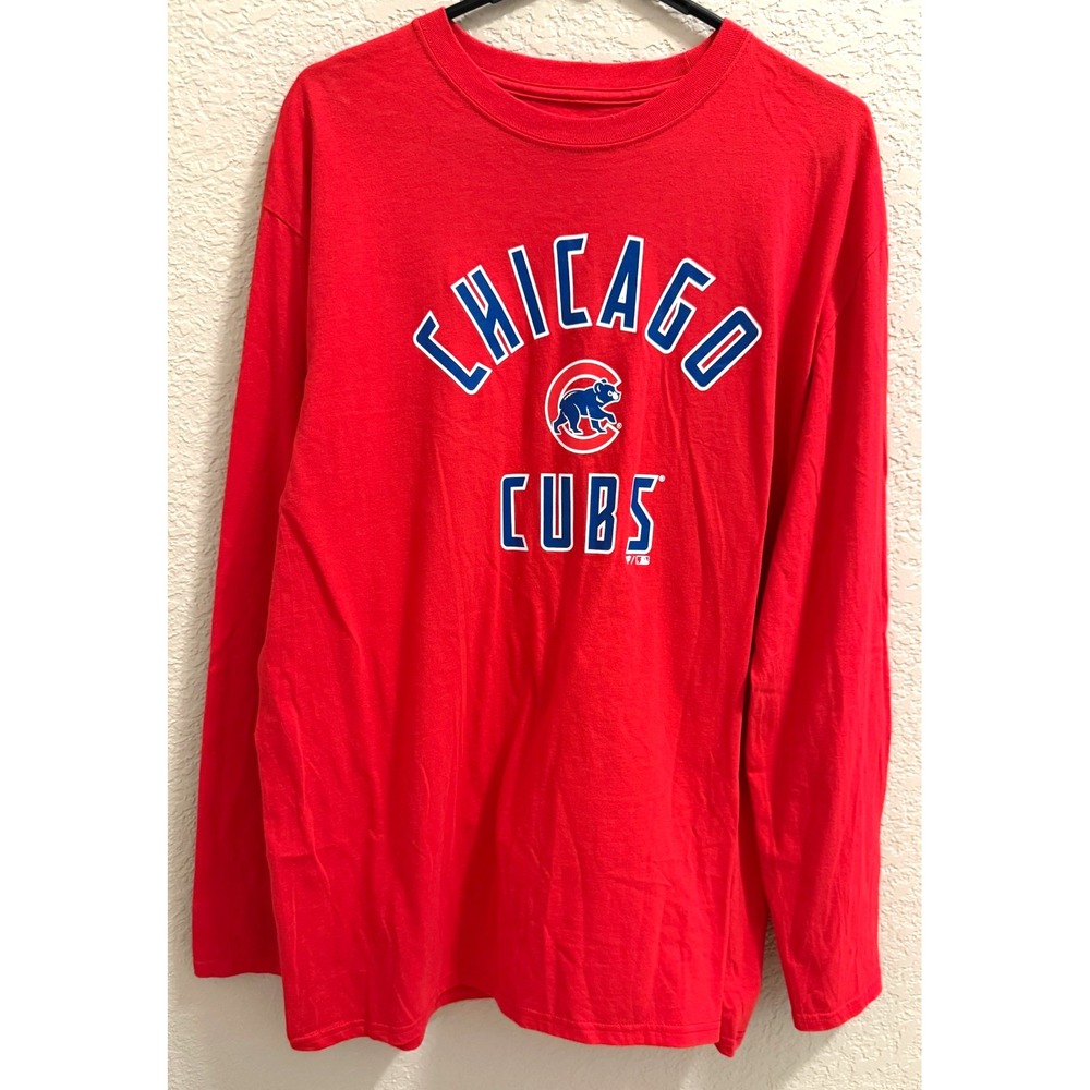 Fanatics Chicago Cubs Red Long Sleeve Logo T-Shirt Size XL‎